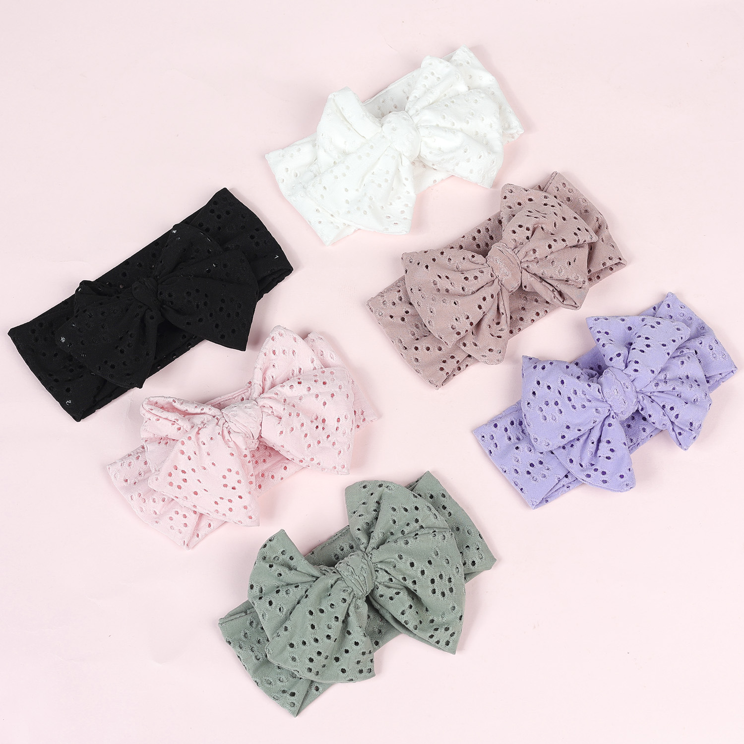 Hair Band Hair Accessories Type Pastoral Polka Dots Cloth Bowknot Hollow Out Hair Band