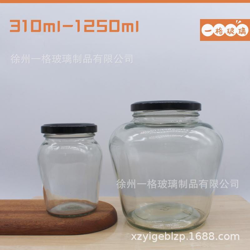 现货310真心水果黄桃玻璃罐头瓶辣椒酱牛肉酱腐乳瓶耐高温食品级