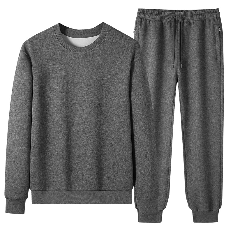 Cross-Border Spring and Autumn Men's Casual Sports Suit Round Neck Long-Sleeved Korean Style Slim Long Pants School Uniform Work Clothes Group Purchase