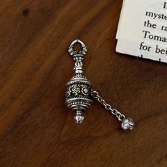 S925純銀雙色佛八寶吊墜可轉動側墜復古時尚百搭高級小眾設計