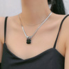 South Korean black goods, brand pendant, design small chain for key bag , necklace, with gem, simple and elegant design