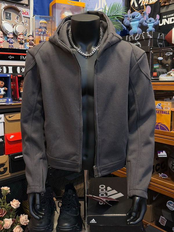 American Heavyweight Stiff Hooded Cardigan Sweatshirt Men's Autum Trendy Brand Cleanfit Short Right Shoulder Motorcycle Jacket