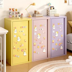 Cream-Style Iron Storage Cabinet Single-Door Gap Cabinet Ultra-Narrow Bedroom Bedside Cabinet Dopamine Home Iron Storage Cabinet