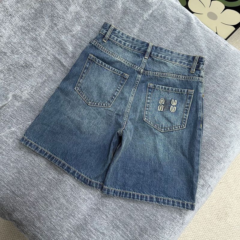 夏の新しいレター刺繍カジュアルデニムショートパンツ|undefined