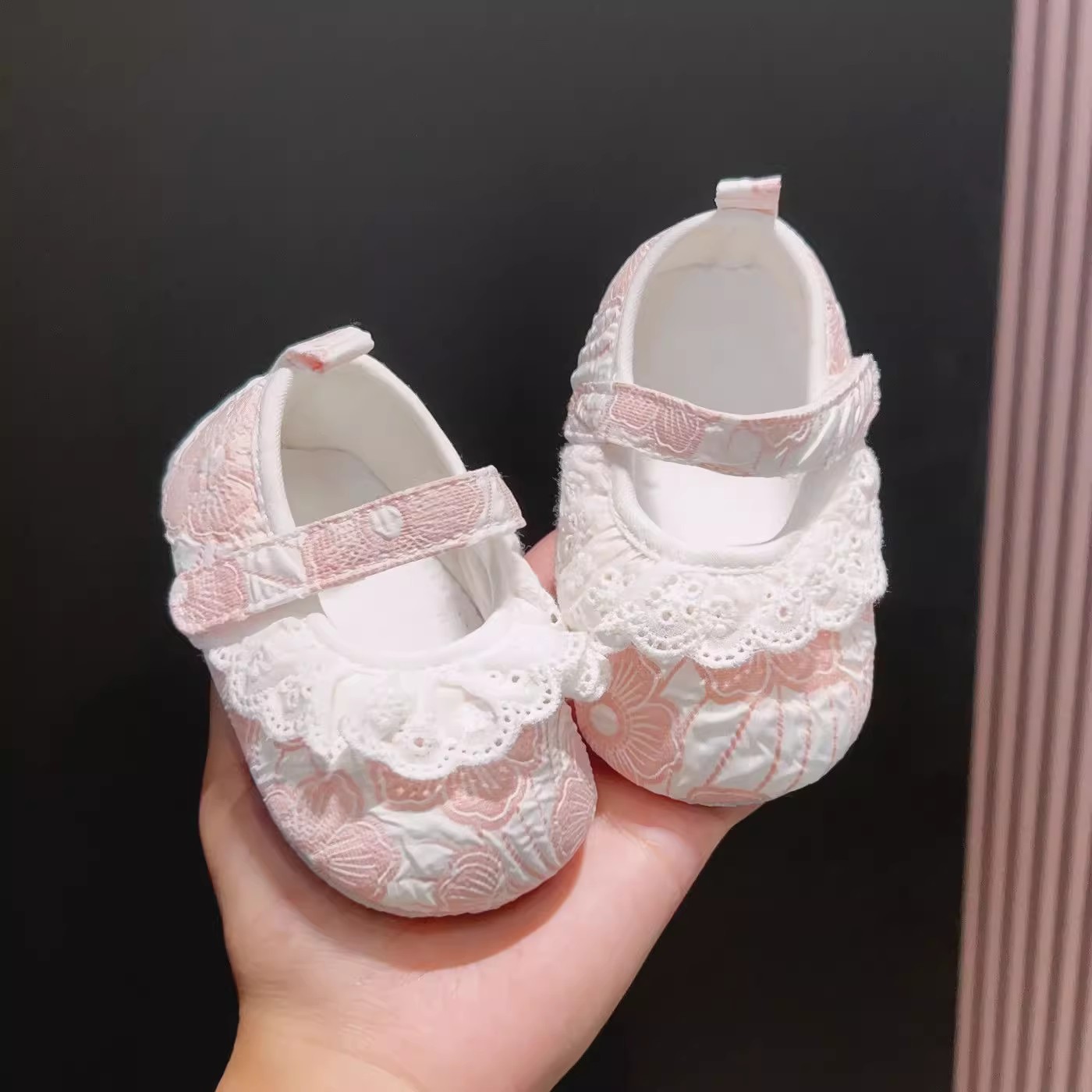 Newborn Baby Princess Shoes Soft Sole Lace Lace Baby Girl Toddler Spring & Fall 0-1 Years Old Non-Slip Non-Falling Cloth Shoes 2