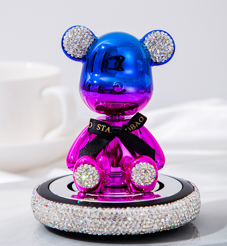 Creative diamond-encrusted shaking head violent bear ornaments car perfume aromatherapy cartoon bear car perfume decorations