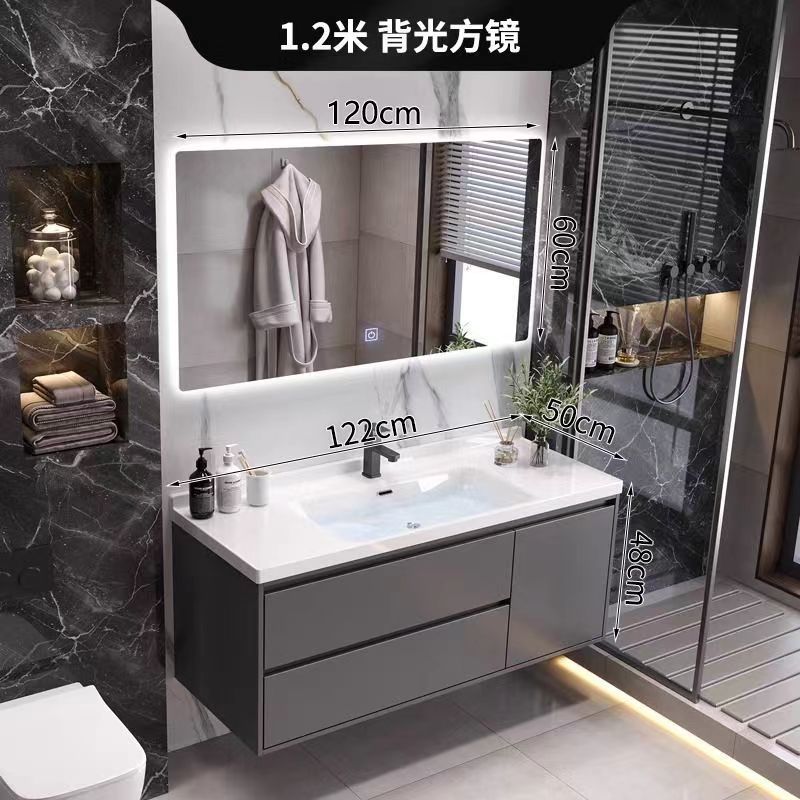 (핫스타일 그레이) 스마트 백라이트 거울 모델 + 전국보증 - 120CM 무도장 공정 + 수도꼭지 악세사리 풀세트 무료