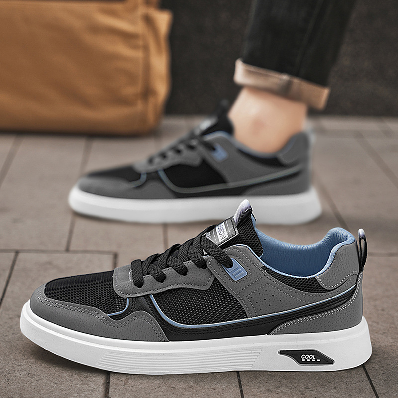 Zapatos de hombre de verano 2025, nuevos zapatos de malla de nicho transpirables y cómodos, zapatos de malla de moda casuales, zapatos de skate de altura baja