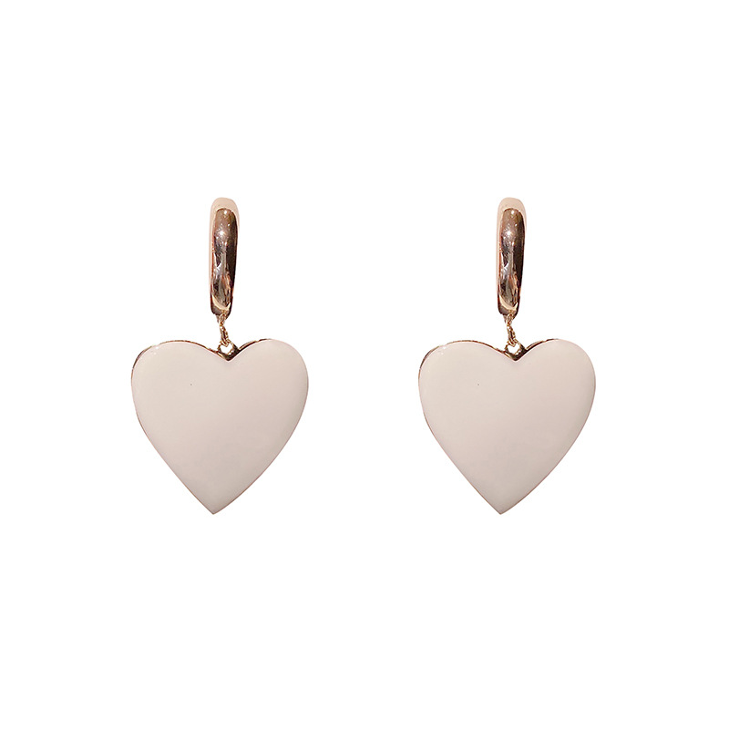 White Heart Earrings Temperament Exaggerated Atmosphere High-end Ear Jewelry display picture 5