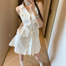 RL拉夫小马标牛津纺衬衫连衣裙A子裙刺绣无袖纯棉时尚通勤女Polo