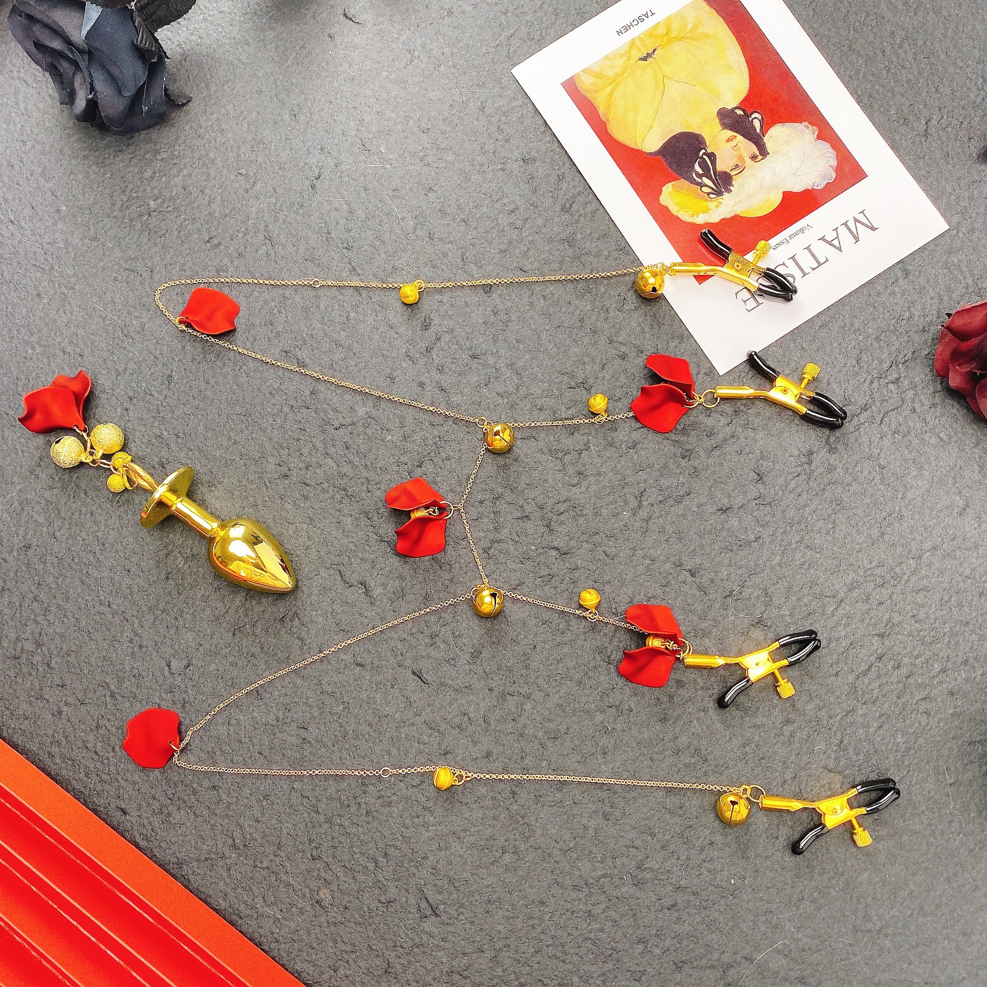 Nipple Clamp Flower Petal Bell Nipple Clamp Anal Plug Combined Version Breast Clamp Erotic Passion Discipline SM Female Slave Product