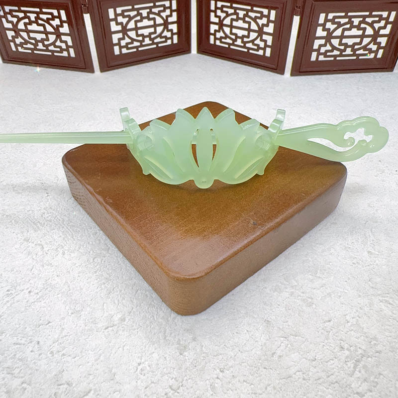 Jade imitación de ácido acético corona de cabello pinzas de cabello de Xiaozhong nuevo estilo chino de alto nivel pinzas de cabello de estilo antiguo Hanfu paso agitar pinzas de cabello tocado