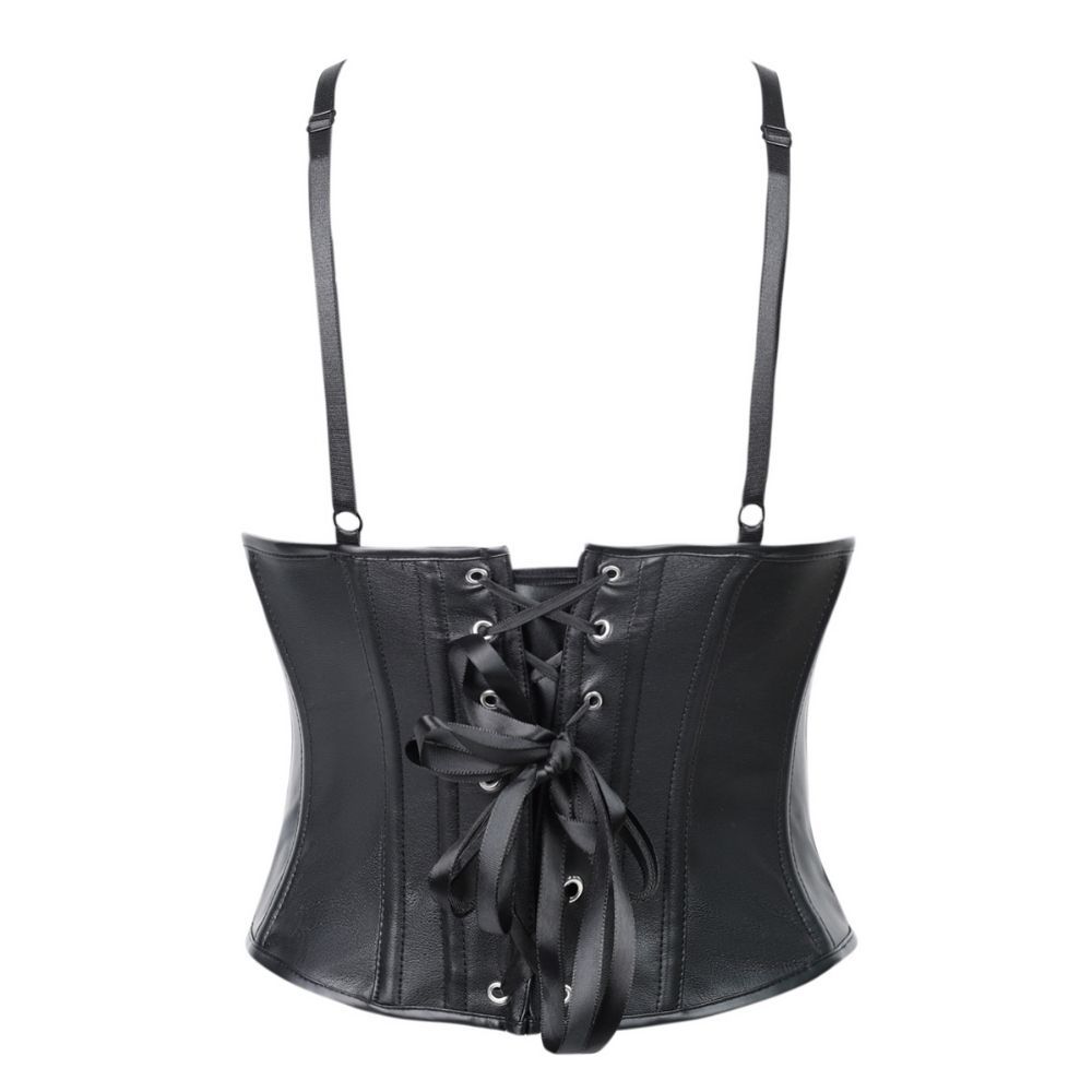 Transfronterizo nuevo cuero negro hueco temperamento sexy correa de pecho correa de hombro hermosa espalda corset corte damas molde