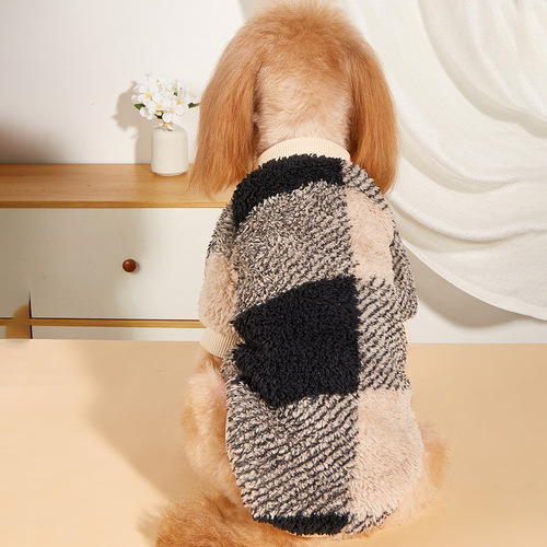 Small dog and cute cat plush sweatshirt manufacturer wholesale trendy cross-border supply grid pet clothing