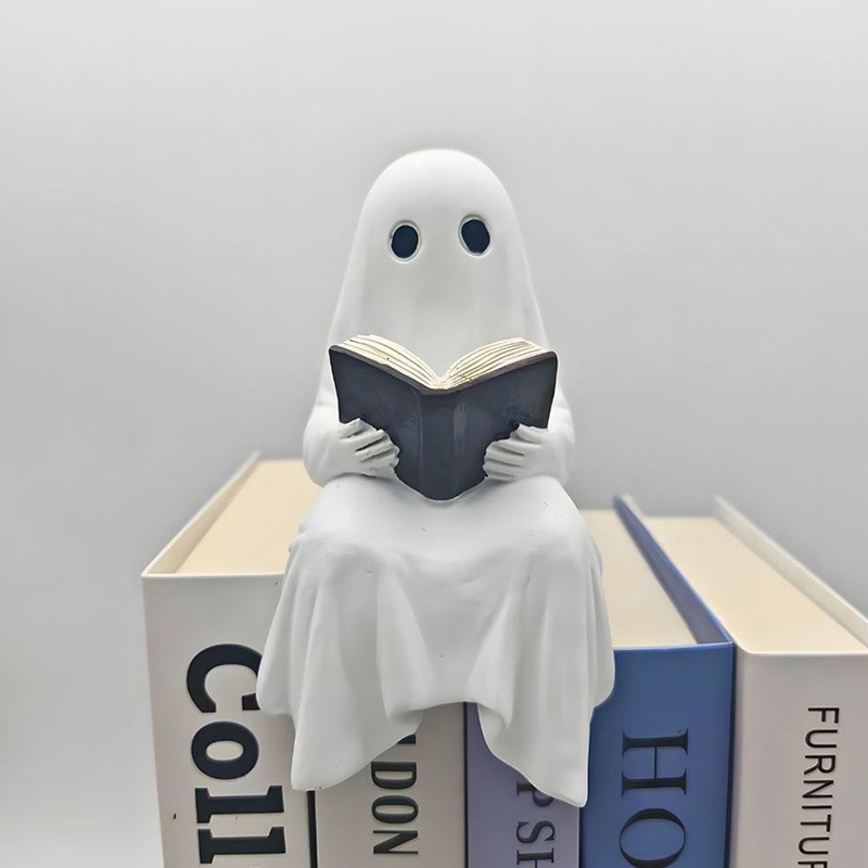 跨境新品Cute Ghost Reading Book Lamp万圣节幽灵看书小夜灯摆件|undefined
