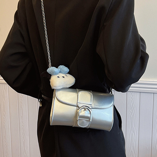 ins超火网红漆皮链条迷你小包包女2024新款潮韩版百搭单肩斜挎包