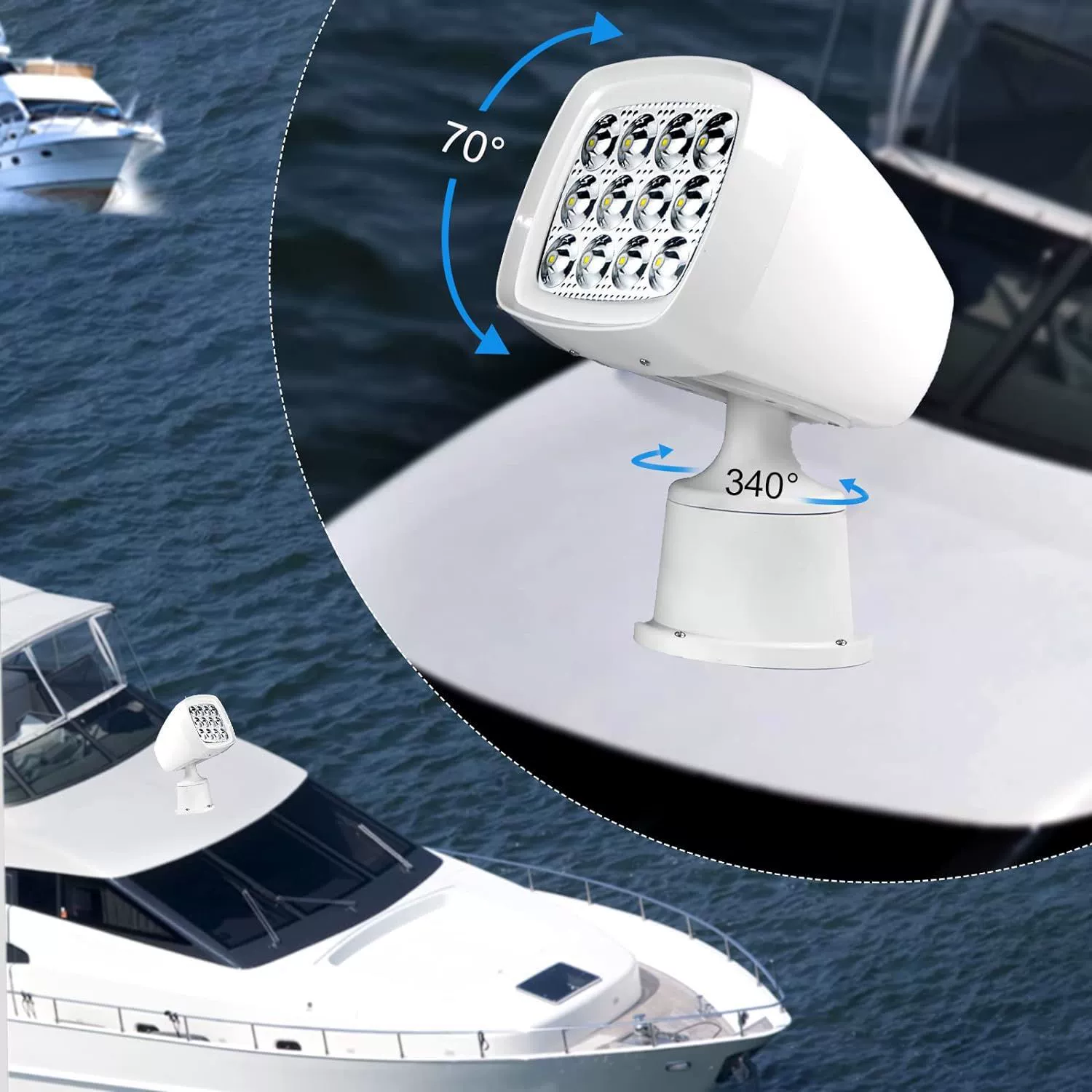 Yacht, rotating spotlight, LED lights, remote control, 36W