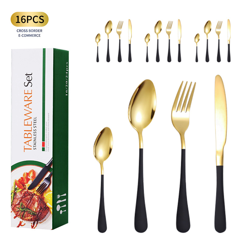 Amazon vajilla transfronteriza 1010 traje de acero inoxidable juego de 16 piezas Conjunto de 4 piezas creativo cuchillo de carne occidental tenedor cuchara