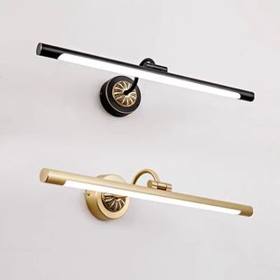Cross-border supply American bathroom mirror headlight full copper led bathroom mirror cabinet brass dressing table cosmetic lamp wall lamp