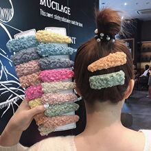 秋冬毛绒发夹明星同款毛毛夹水貂毛发卡纯色羊羔毛刘海夹边夹头饰