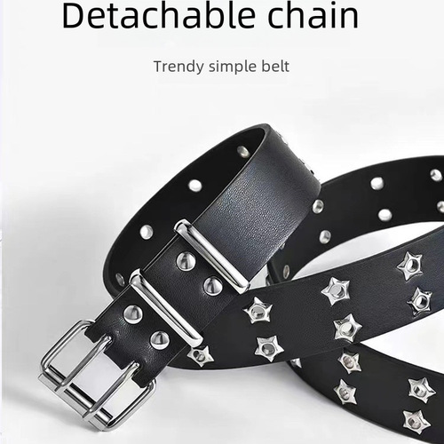 Minimalist Basic Style Niche Silver Buckle Black and White Belt, Versatile and Trendy, Suitable for Men, Women, and Children, Matching Belt Option