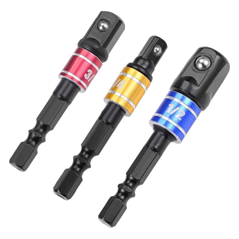 3 unids color bola de acero varilla de conexión eléctrica llave herramienta de conversión traje cuadrado adaptador varilla mano taladro varilla de conexión