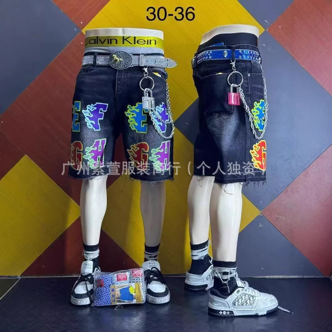 Men Jeans Shorts Wholesale Men's Denim Shorts Five-Point Pants Men's Jeans Wholesale