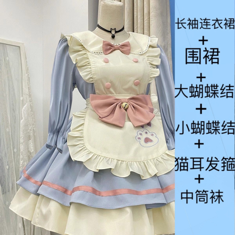 猫レストランかわいいopショートメイドロリータドレスエプロン日本ロリータ甘い女の子新しいスタイル|undefined