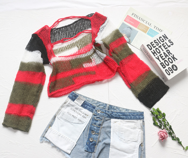 Title 9, Maglione a maniche lunghe a righe multicolori c...