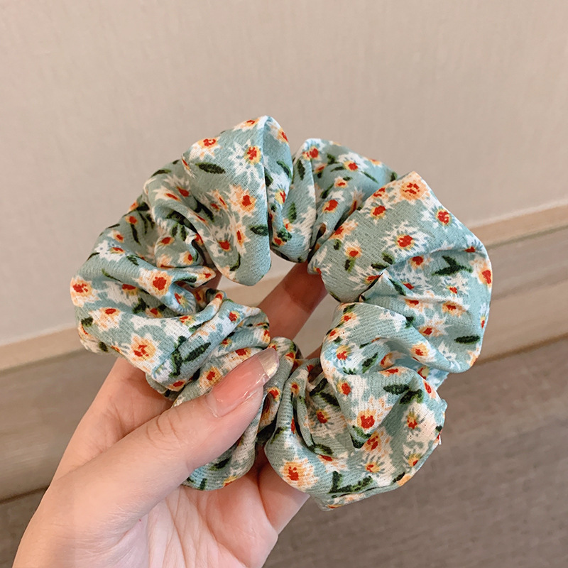 韩系春夏蝴蝶结大肠发圈女款蕾丝碎花头绳粉色方巾大号发饰|undefined