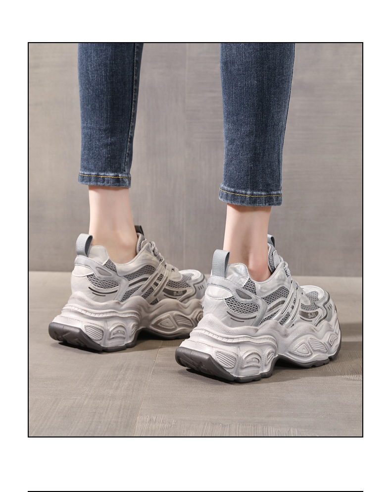 Giày sneaker nữ chunky đế dày tăng chiều cao phong cách thể thao — màu trắng chi tiết 16