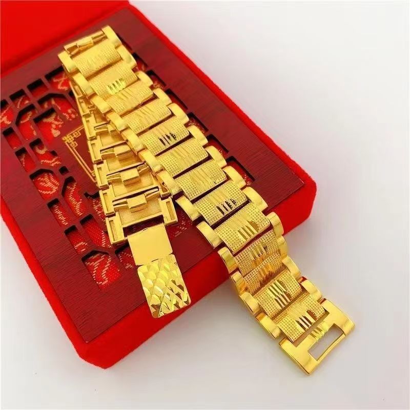 Vietnam Sand Gold Frosted Bracelet Euro Currency Gold Wide Edition Bracelet Aggressive Men's Watch with Bracelet Factory Outlet