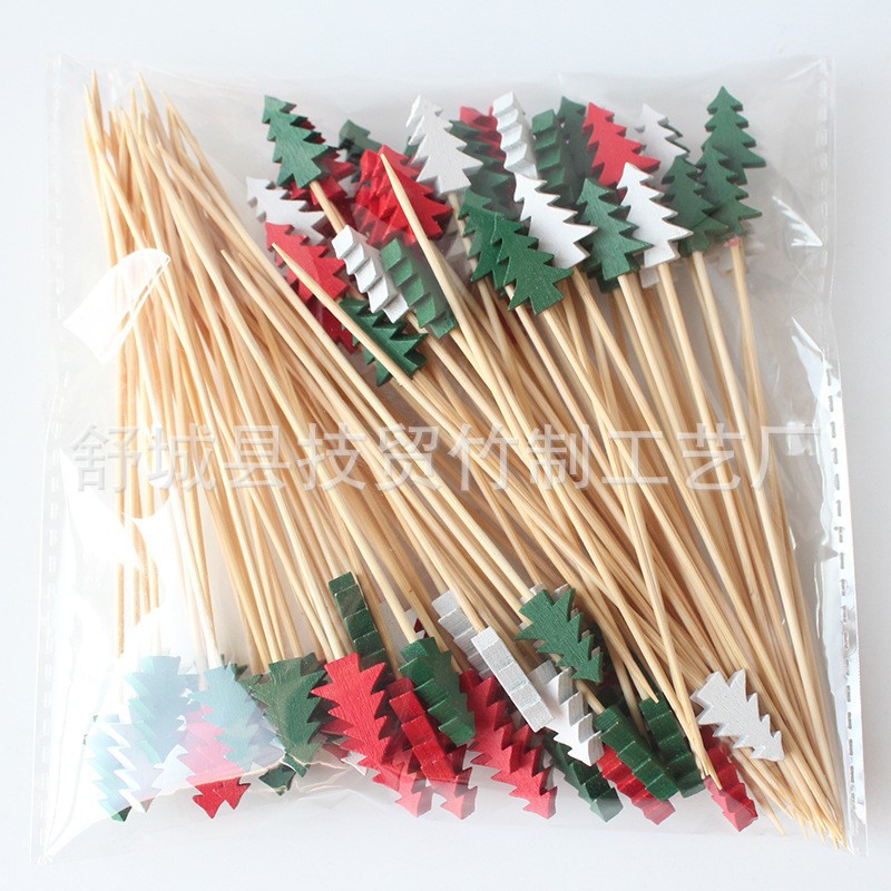 Brochetas Navideñas para Frutas 100 Unidades/Paquete de Bambú, Biodegradable, para Frutas, Barbacoa y Cócteles image 8