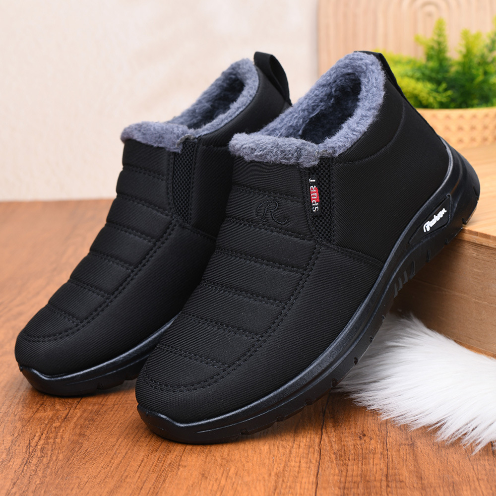 Couple's New Cotton Boots Temu Foreign Trade Men's and Women's Boots Middle-Aged and Elderly Cotton Shoes Snow Boots Fleece-Lined Thickeneded Warm Shoes