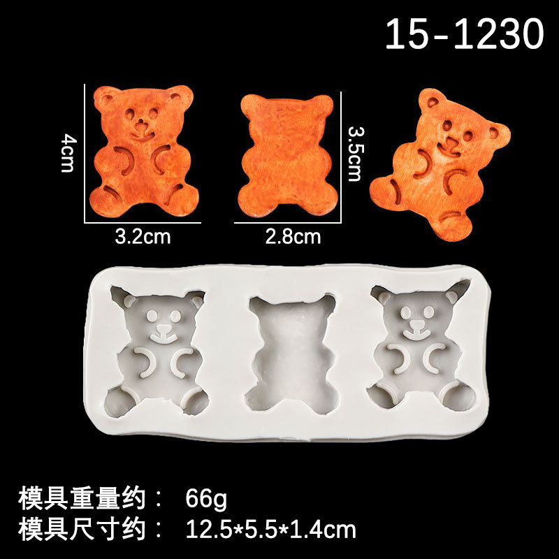 Tres Oso de dibujos animados silicona molde arcilla epoxi cerámica suave herramientas para hornear Zhang fondant chocolate Accesorios
