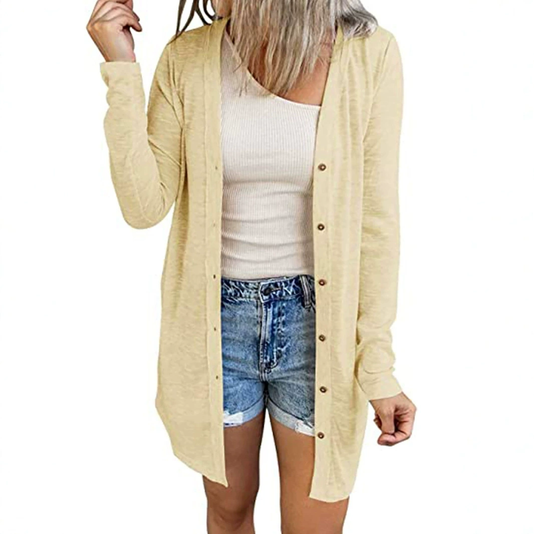 Внешняя торговля Трансграничная Европа, Европа, Амазонка Источник трикотажный свитер длинный кардиган тонкий прохладный внешний пиджак летом