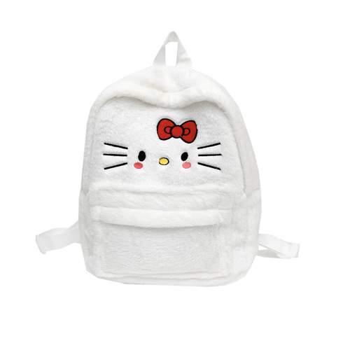 Cute KT Plush Double Shoulder Bag  New Cartoon Children's Schoolbag Adorable and Fun Large Capacity Backpack