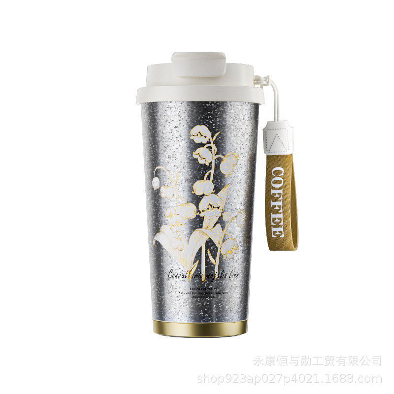 2025新款高颜值纯钛咖啡杯户外便携钛杯女轻奢铃兰保温杯双层钛杯|undefined