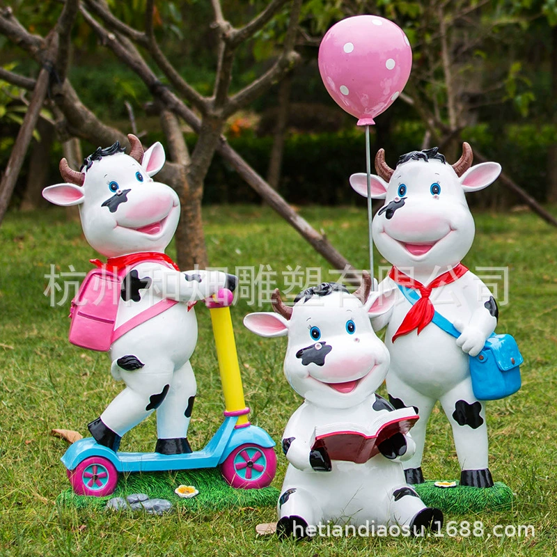 Фиберглассовые новогодние скульптуры животных в виде коровы, украшения для улицы, детского сада, торгового центра, магазина, ландшафтного декора