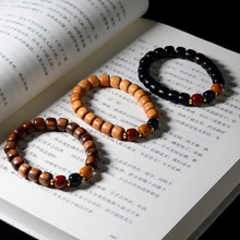 紫光檀黑花梨檀木红绿灯三色老型珠方糖民族风新中式手饰批发