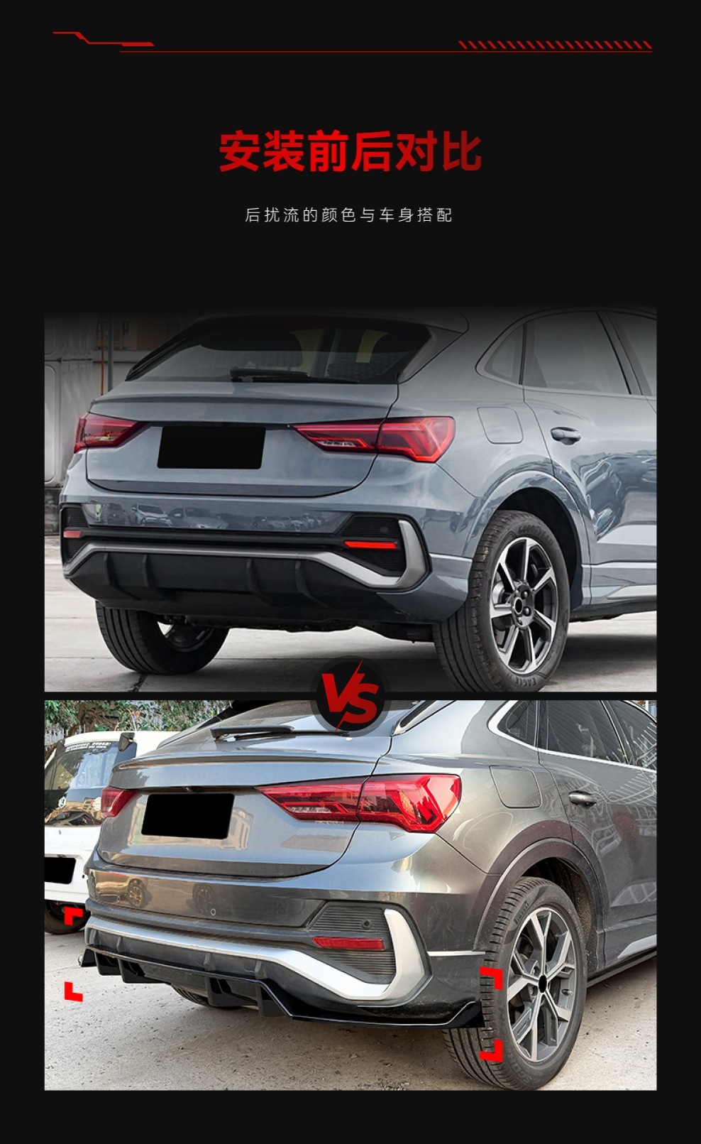 Applicable to 2019+ Audi Q3 F3 Sportback Sports Version Rear Lip Spoiler Surround Cross-Border Modification