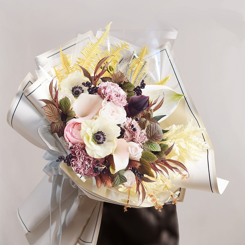 Diseño de nuevos marcos de flores de fábrica de fiestas de flores de papel de embalaje floral de flores de papel de embalaje de regalos