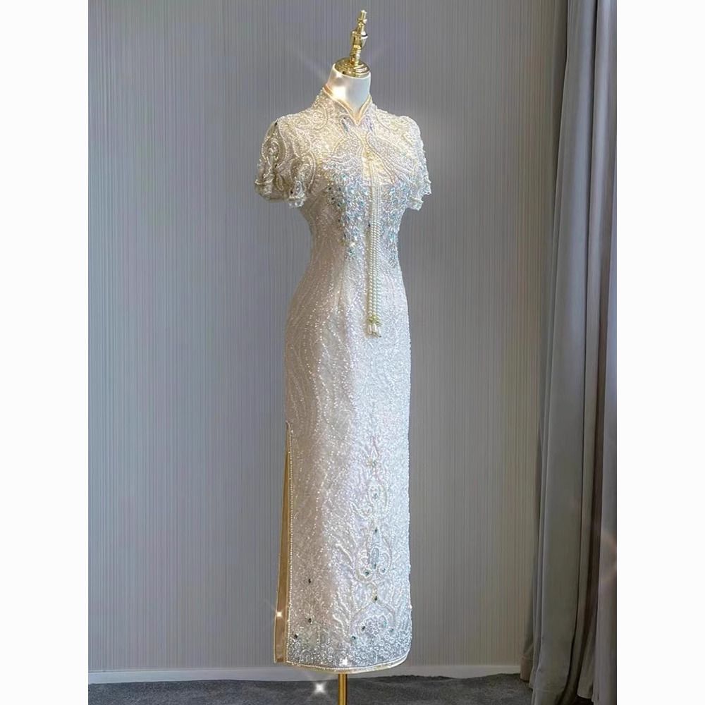 Xiuhe Cheongsam New 2025 Light Luxury Champagne Engagement Dress Bridal Wedding Outing Toast Dress Chinese Style