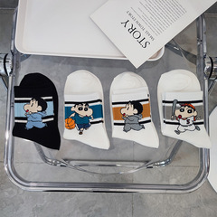 Japanese cartoon anime style crew sock for women, Instagram trendy, cute and versatile, simple and comfortable pure cotton socks for women