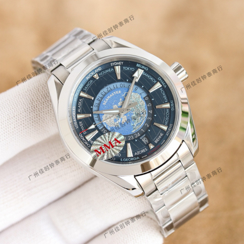 Popular Foreign Trade Model: Omega Seamaster 150 Men's Watch with Rubber and Steel Straps, World Time, Ocean Blue Dial, Mechanical Popular Foreign Trade Model: Omega Seamaster 150 Men's Watch with Rubber and Steel Straps, World Time, Ocean Blue Dial, Mechanical