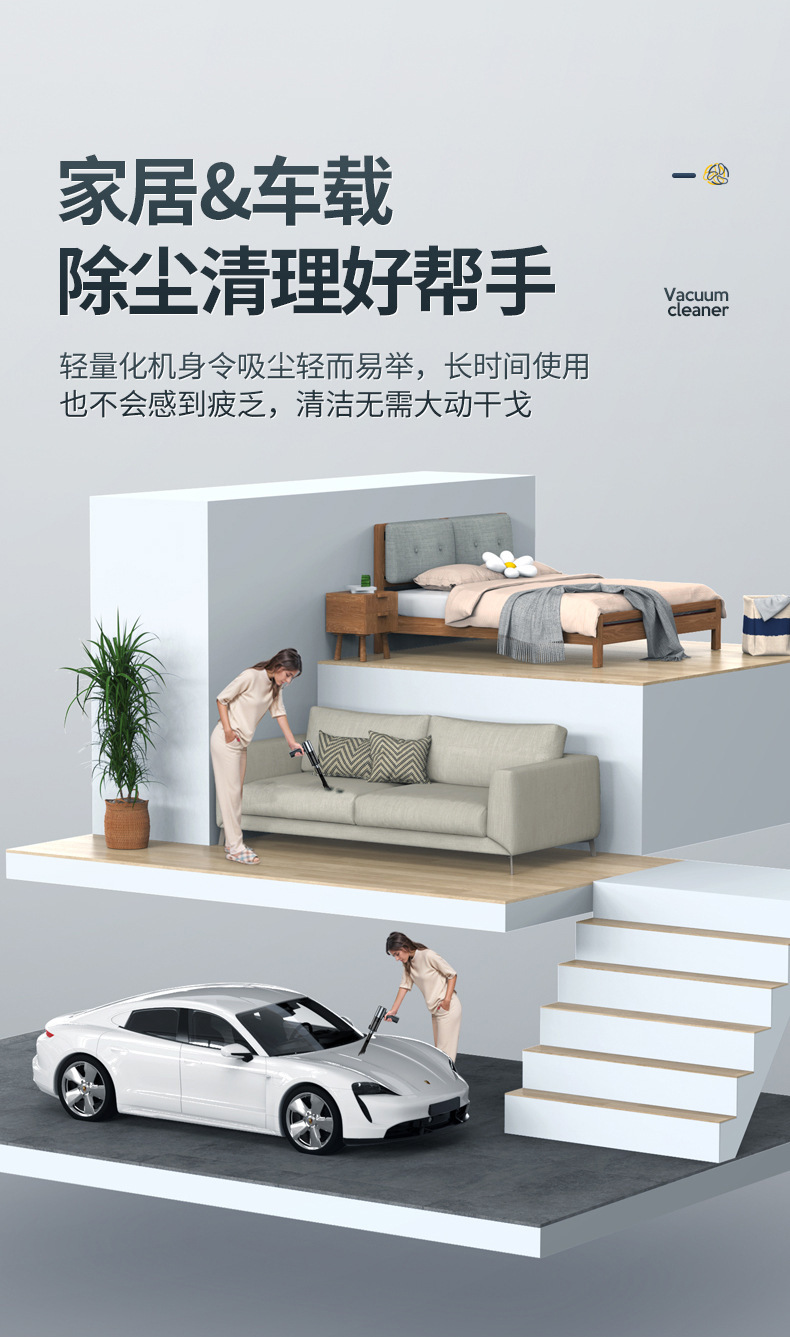 Car vacuum cleaner with high suction power, super strong blowing and suction machine, high-power wireless handheld electric vacuum cleaner for cars