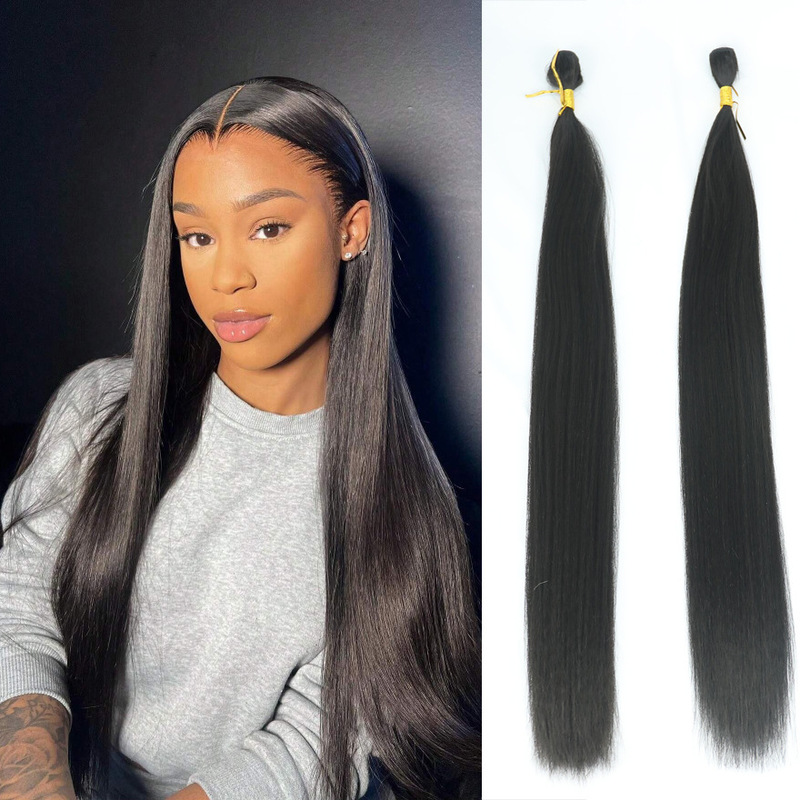 Cross-Border Wig African Wig Women's Chemical Fiber Hair Curtain Straight Wave Straight Hair High Temperature Silk Can Be Sewn into Hair Bundles