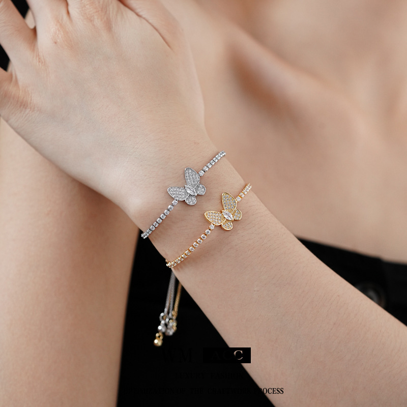 Zircon mariposa pulsera ajustable nicho delicado pulsera de alta moda simple versátil lujo ligero joyería