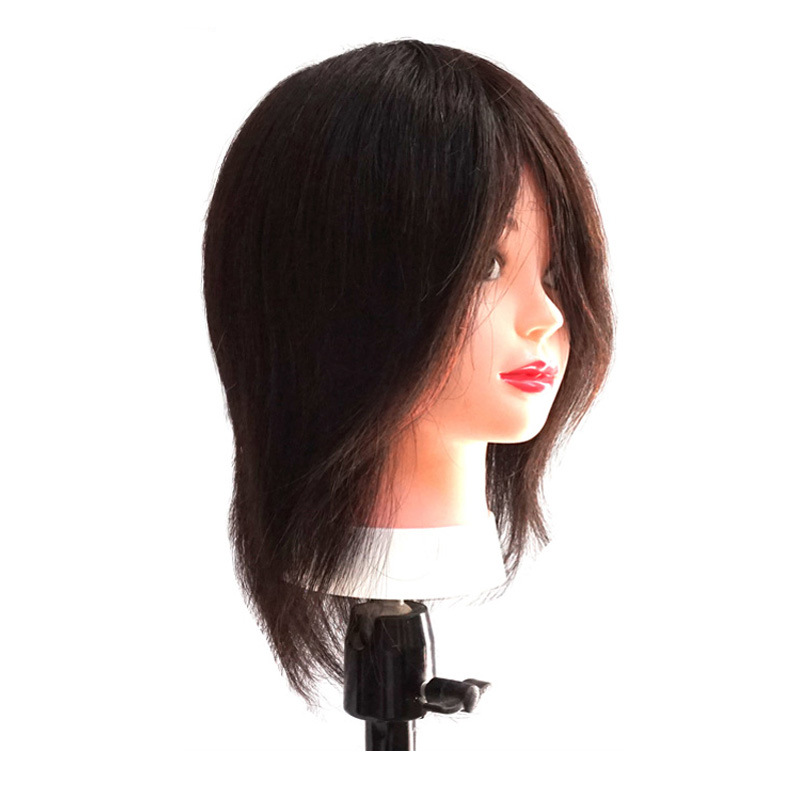 Maniquí de peluquería para práctica de corte de pelo para aprendices, modelo de cabello corto con cabello real, se puede peinar y teñir.