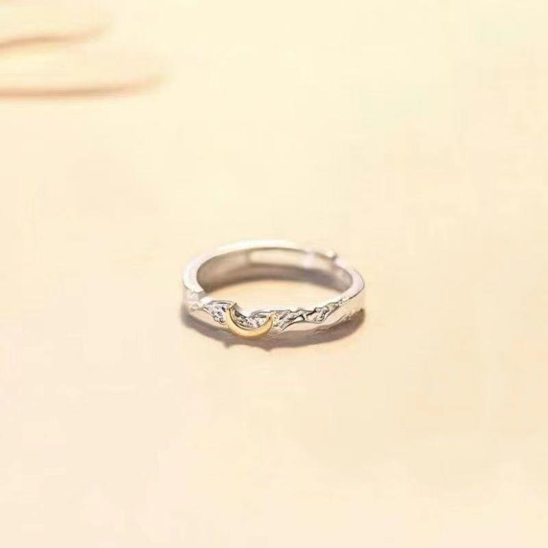 (2개) 태양과 달의 폭발은 커플의 반지 남성과 여성의 틈새 디자인 태양과 달의 하이 엔드 센스가 함께 빛납니다.